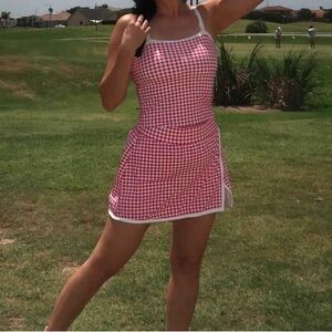 All in Motion Pink and White Checkered Mini Tennis Skirt and Tank